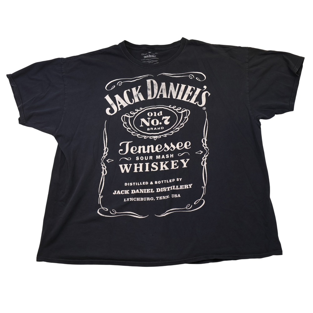 Jack Daniels Mens 3XL T-Shirt Black Graphic Tennessee Whiskey Distressed Tee